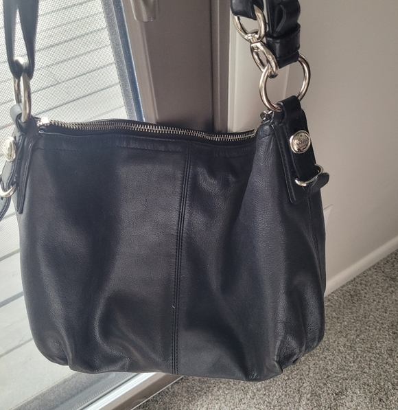 COACH Hobo Style Soft Black Leather Shoulder Bag - Picture 6 of 12
